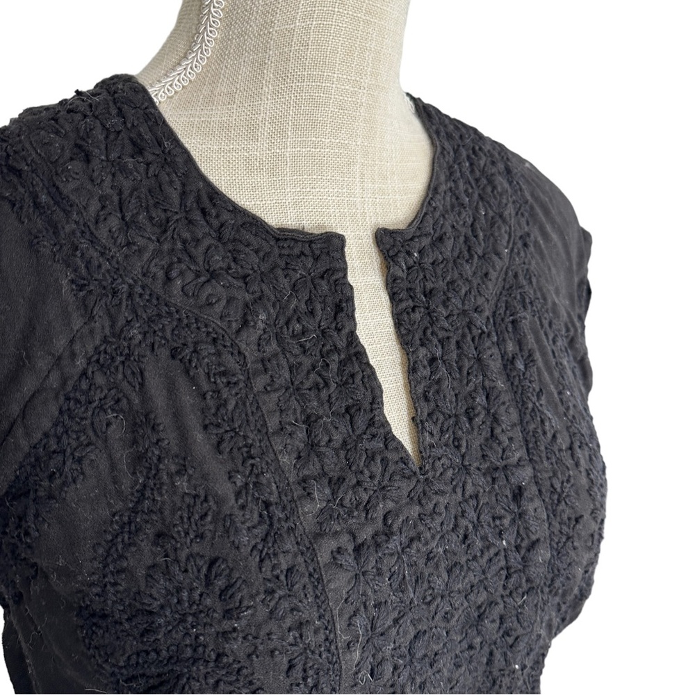 Roller Rabbit Faith Embroidered Cotton Shift‎ Dress SZ small black